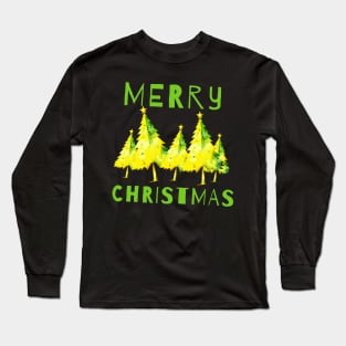 Merry Christmas with Trees Long Sleeve T-Shirt